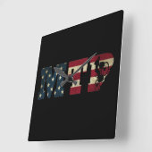 Horloge Carrée Drapeau américain Mtb vintage (Angle)