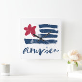 Horloge Carrée Drapeau américain Paintstrokes (Maison)