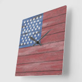 Horloge Carrée Drapeau américain Patriotique (Angle)
