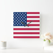 Horloge Carrée Drapeau Amérique (Maison)