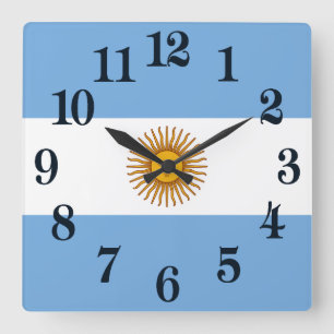 Horloge Carrée Drapeau argentin Bandera De Argentina