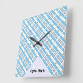 Horloge Carrée Drapeau argentin et argentin avec votre nom (Angle)
