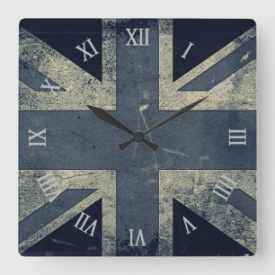 Horloge Carrée Drapeau artistique du R-U de grunge