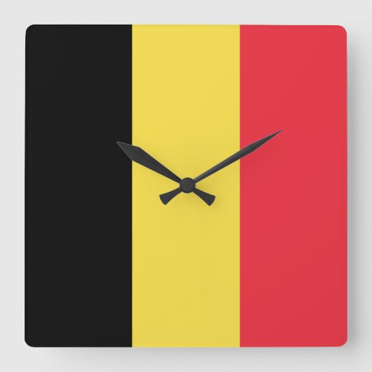 Horloge Carrée Drapeau Belgique (Recto)