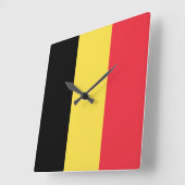Horloge Carrée Drapeau Belgique (Angle)