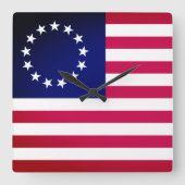 Horloge Carrée Drapeau Betsy Ross (Recto)