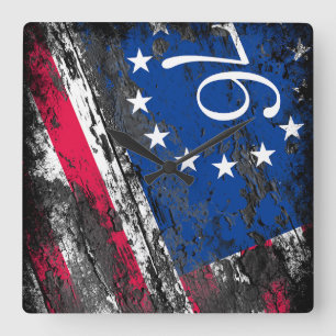 Horloge Carrée Drapeau Betsy Ross 1776 4 juillet patriotique