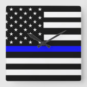 Horloge Carrée Drapeau bleu mince (Recto)