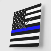 Horloge Carrée Drapeau bleu mince (Angle)