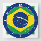 Horloge Carrée Drapeau brésilien & mode brésilienne tendance / de (Recto)