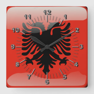Horloge Carrée Drapeau brillant albanais