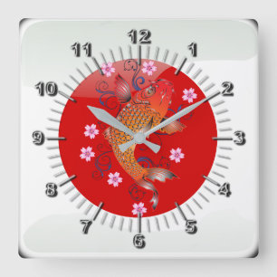 Horloge Carrée Drapeau brillant japonais