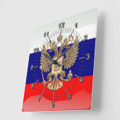 Horloge Carrée Drapeau brillant russe (Angle)