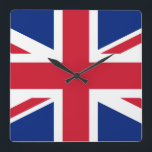 Horloge Carrée Drapeau britannique Union Jack<br><div class="desc">Drapeau national de la Grande-Bretagne et de l'Irlande du Nord Le drapeau du Royaume-Uni, également connu sous le nom d'Union Jack ou Union Flag, est né en 1801 avec l'union de la Grande-Bretagne et de l'Irlande. Il se compose d'une combinaison des drapeaux de l'Angleterre, de l'Écosse et de l'Irlande, et...</div>