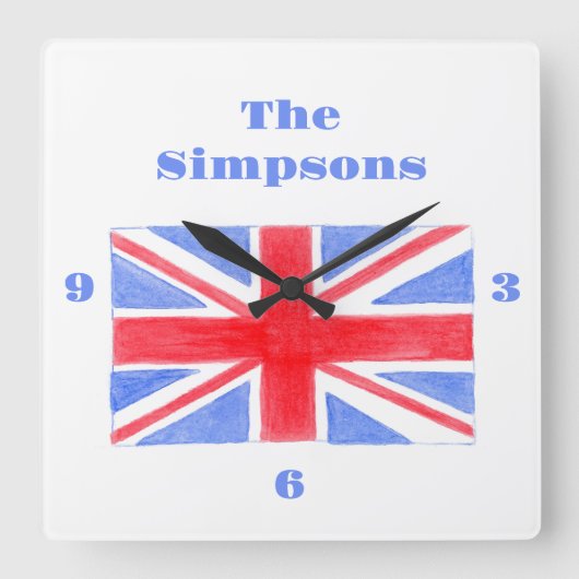 Horloge Carrée Drapeau britannique Union Jack Britannia (Recto)