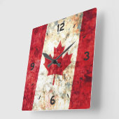 Horloge Carrée Drapeau canadien (Angle)