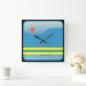 Horloge Carrée Drapeau d'Aruba (Maison)