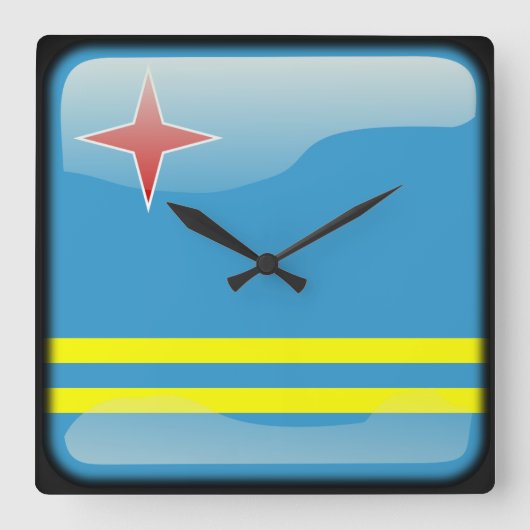 Horloge Carrée Drapeau d'Aruba (Recto)