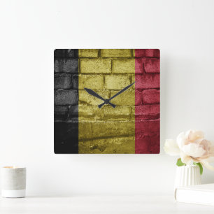 Horloge Carrée Drapeau de Belgique