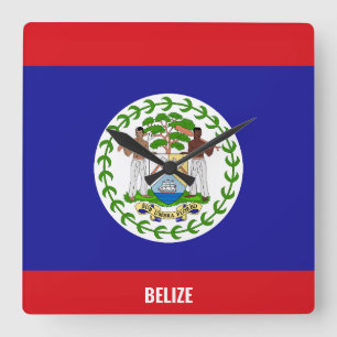 Horloge Carrée Drapeau de Belize éblouissant patriotique