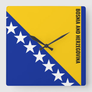 Horloge Carrée Drapeau de Bosnie-Herzégovine éblouissant patrioti