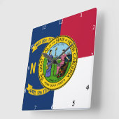 HORLOGE CARRÉE DRAPEAU DE CAROLINE DU NORD (Angle)