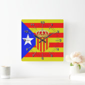 Horloge Carrée Drapeau de Catalogne (Maison)