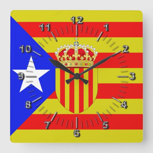 Horloge Carrée Drapeau de Catalogne (Recto)