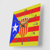 Horloge Carrée Drapeau de Catalogne (Angle)