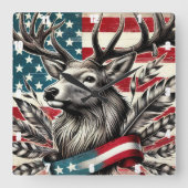 Horloge Carrée Drapeau de cerf majestueux mystique (Recto)