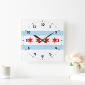 Horloge Carrée Drapeau de Chicago, Illinois (Maison)