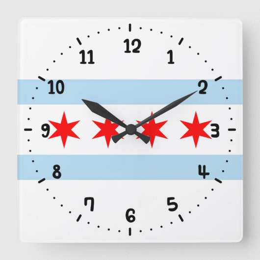 Horloge Carrée Drapeau de Chicago, Illinois (Recto)
