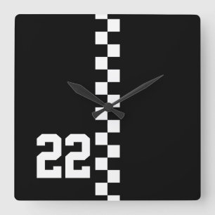 Horloge Carrée Drapeau De Course Personnalisé Noir Et Blanc