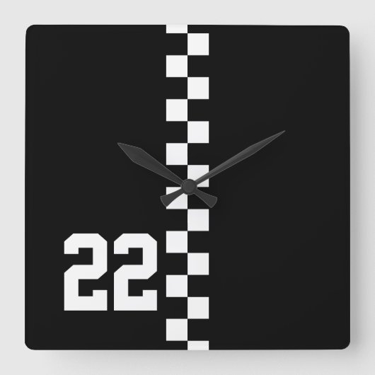 Horloge Carrée Drapeau De Course Personnalisé Noir Et Blanc (Recto)