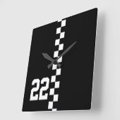Horloge Carrée Drapeau De Course Personnalisé Noir Et Blanc (Angle)