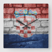 Horloge Carrée Drapeau de Croatie (Recto)