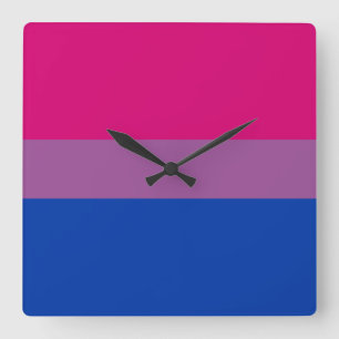 Horloge Carrée Drapeau de fierté bisexuelle