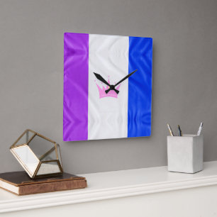 Horloge Carrée Drapeau de fierté de la culture drag de SlipperyJo