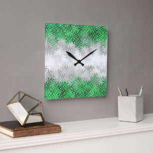 Horloge Carrée Drapeau de fierté grisromantique abstrait ondulé t