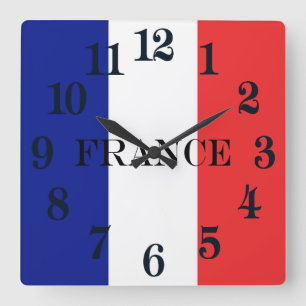 Horloge Carrée Drapeau de Français Tricolore de la France