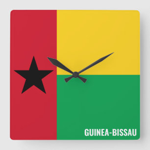 Horloge Carrée Drapeau de Guinée-Bissau éblouissant patriotique
