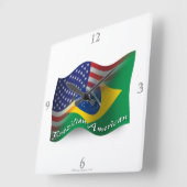 Horloge Carrée Drapeau de la Brazilian (Angle)