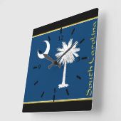 Horloge Carrée Drapeau de la Caroline du Sud (Angle)