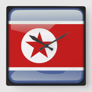 Horloge Carrée Drapeau de la Corée du Nord