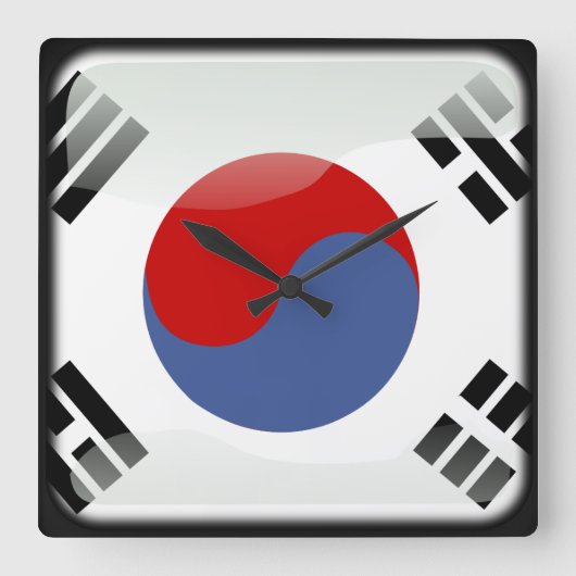 Horloge Carrée Drapeau de la Corée du Sud (Recto)