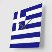 Horloge Carrée Drapeau de la Grèce (Angle)