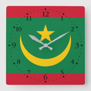 Horloge Carrée Drapeau de la Mauritanie