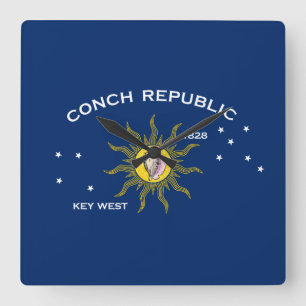 Horloge Carrée Drapeau de la République de Conch Key West Floride