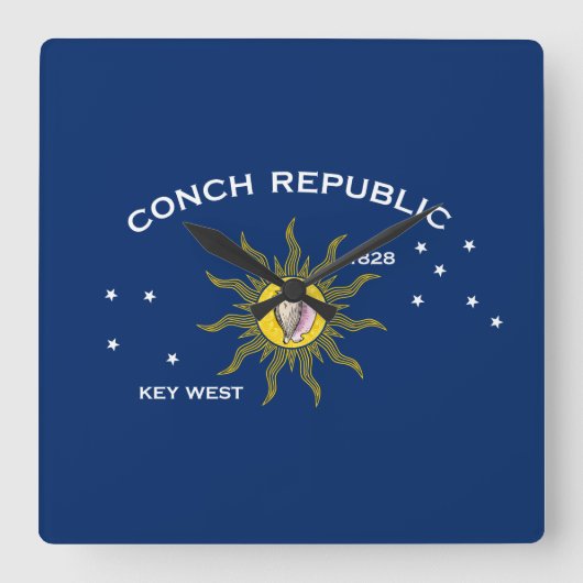 Horloge Carrée Drapeau de la République de Conch Key West Floride (Recto)