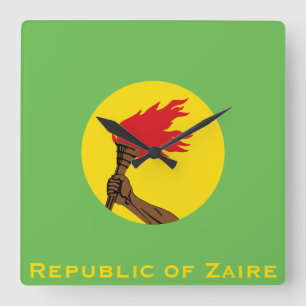Horloge Carrée Drapeau de la République du Zaïre